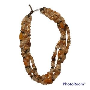 Burnt Orange and White Beaded Choker